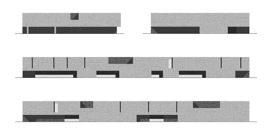 south, north, east and west elevations