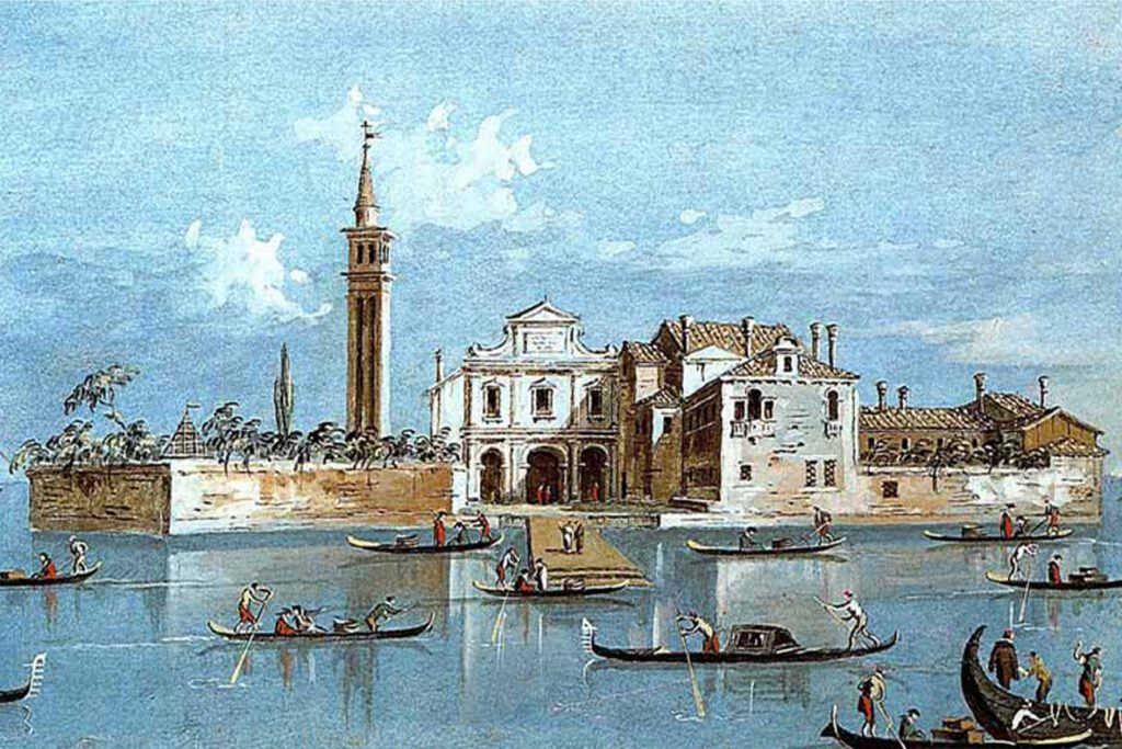 g. guardi, isola di santo spirito, venice 18° sec.